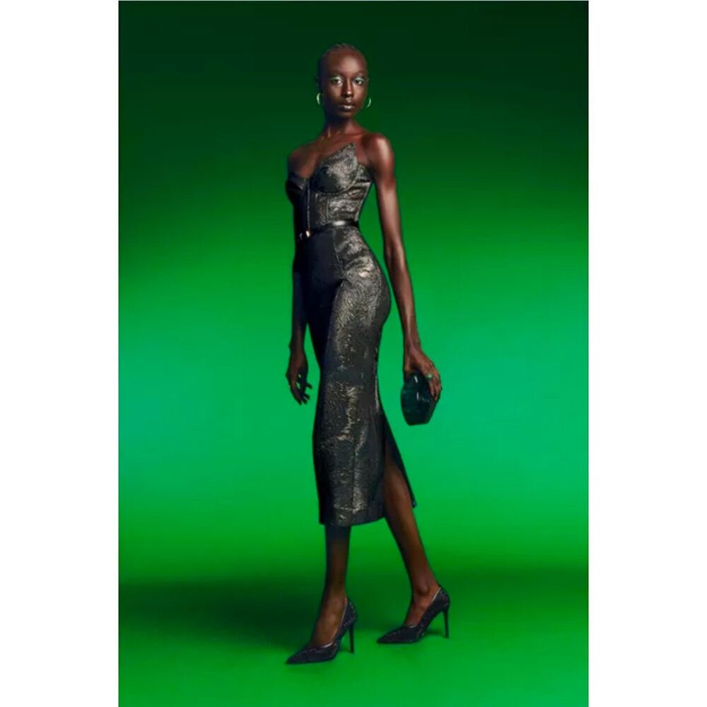 AQUA X Wicked Elphaba Green Swirl Jacquard Corset Gown Size XL NWT